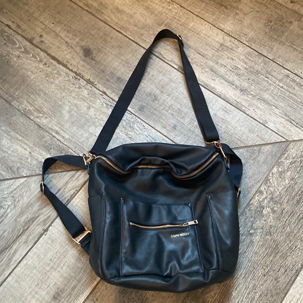 Fawn Design vegan leather convertible diaper bag/backpack